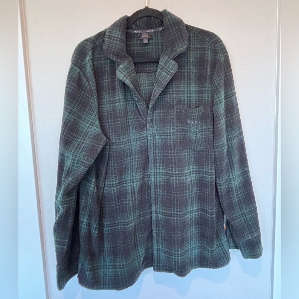 SKIMS Dark Green Plaid Fleece Pajama Top Medium 228 Sale!